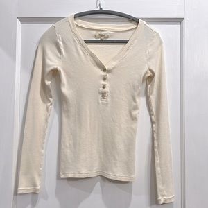 Madewell V-Neck Ribbed Top, XS